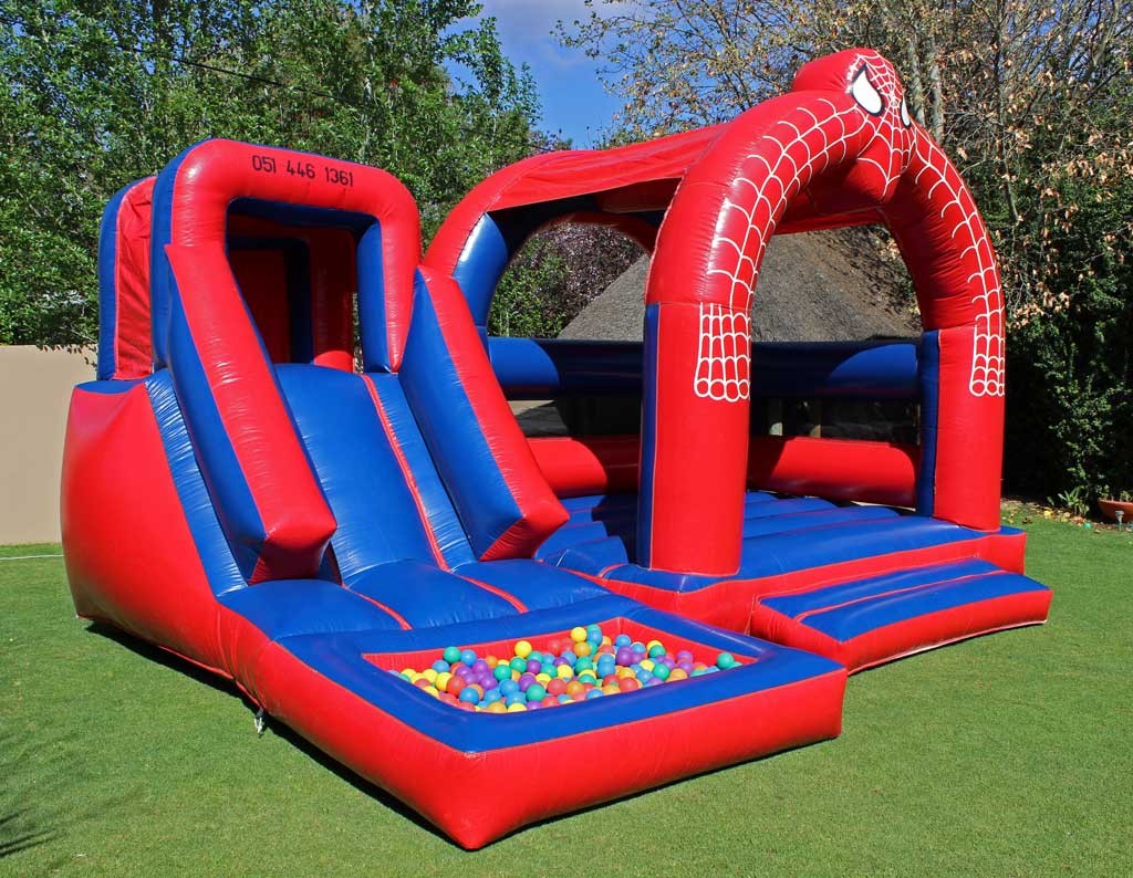 Spiderman-Large-Jumping-Castle-with-roof-Slide-pond--balls