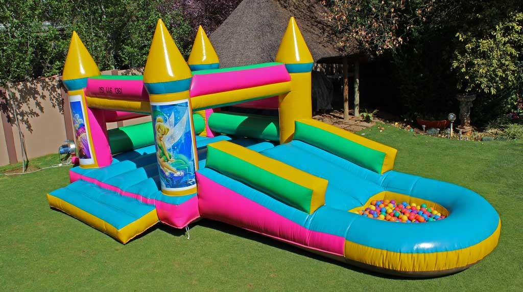 Tinkerbell-Jumping-Castle-Slide-with-pond